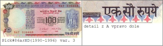 Barevné variace vybraných bankovek Indie