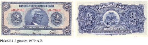Haitské gourde - stručná historie, UV ochrana vybraných bankovek 1979-2010