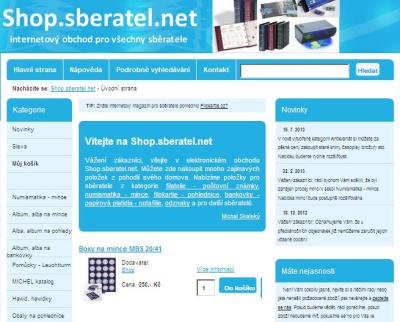 Online eshop se sběratelskými potřebami Shop.sberatel.net