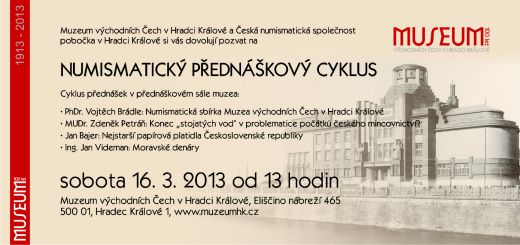 Pozvánka na numismatický přednáškový cyklus v Hradci Králové