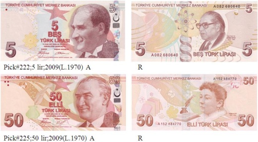 Turecko – nová kolorizace bankovky 5 lira 
